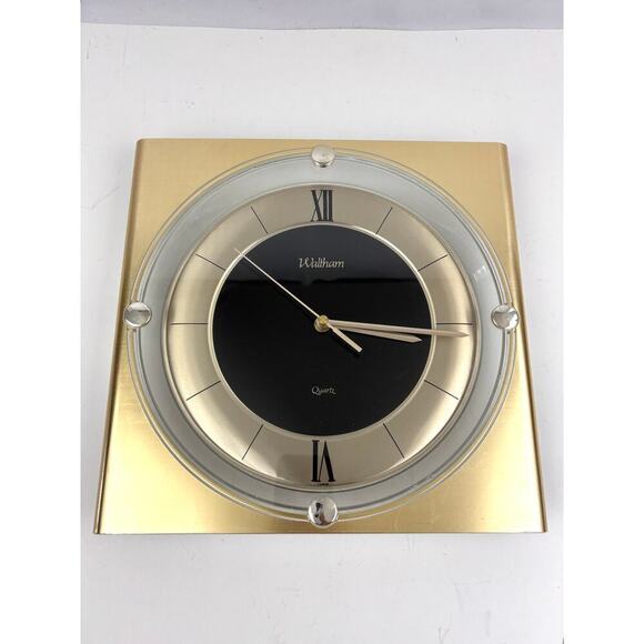 VTG Waltham Spartus 11" Quartz Wall Collectible Clock 80s Gold WORKS - Picture 1 of 16